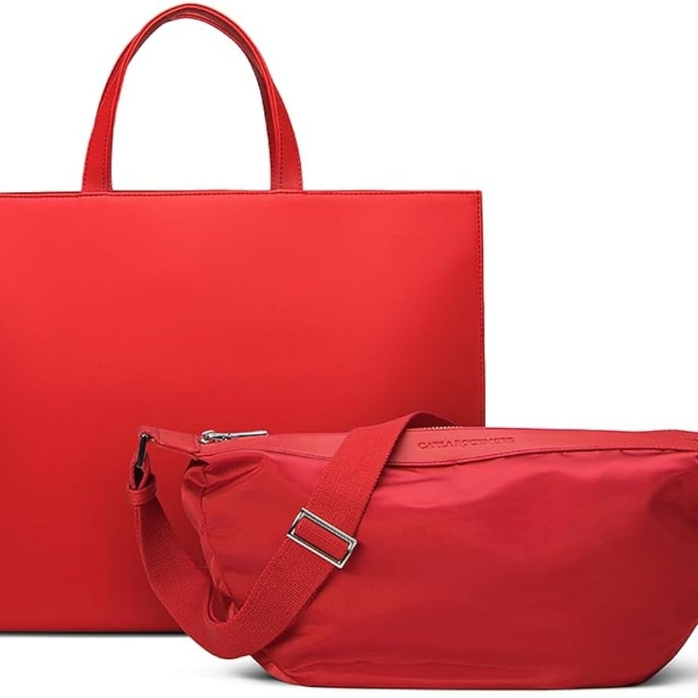 NWT Carla Rockmore 2-in-1 Tote Bag Crossbody Fanny Pack Chili Red Travel Sleeve